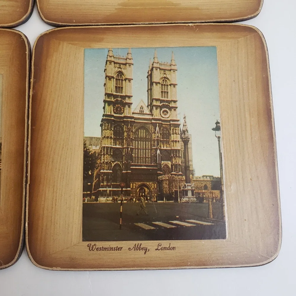 Vintage Pimpernel London Historical Sites Coasters Cork‎ Back Set of 4